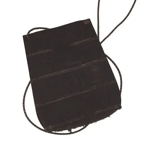 Womens Leather Suede Braided Strap Cell Phone Crossbody Sling Bag Black One Size